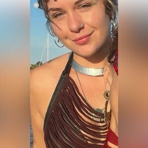 Khaki Festival stringy halter top